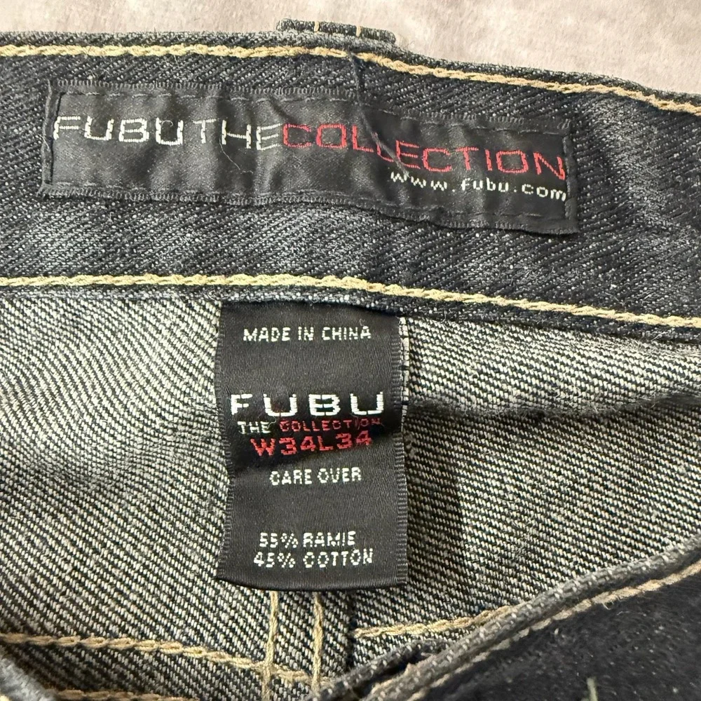 Vintage Y2K Fubu‎ The Collection Baggy Wide Leg Skater Jeans Men Size 34x32